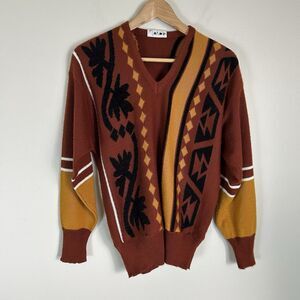 Joyce Vintage M Sweater Western Country Ranch Rodeo Boho 90s Retro Brown